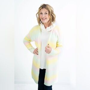Hem & Thread Spring Rainbow Colorful Striped Cardigan